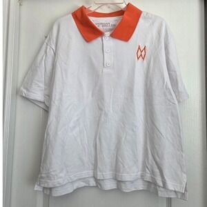 Morgan Wallen White Polo with‎ Orange Collar and Embroidery Men Sz L Golf Active